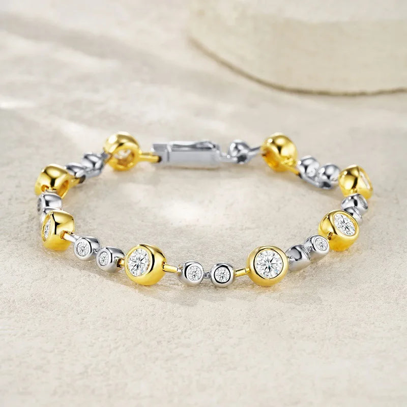 NKHOG 5mm Full Moissanite Bubble Bracelets For Women 925 Sterling Silver Double Color Diamond Bangle Party Jewelry GRA Wholesale