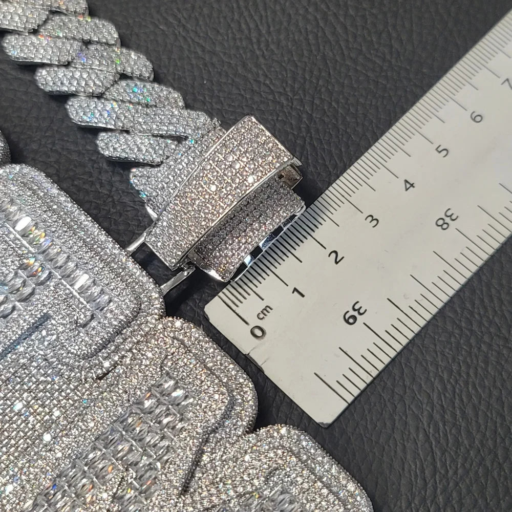 Iced Out Whole Piece Big Letter Pendant Solid Back Personalized Name Necklace With 20MM Cuban Chain Fashion Jewelry For Party