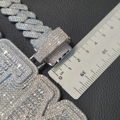 Iced Out Whole Piece Big Letter Pendant Solid Back Personalized Name Necklace With 20MM Cuban Chain Fashion Jewelry For Party